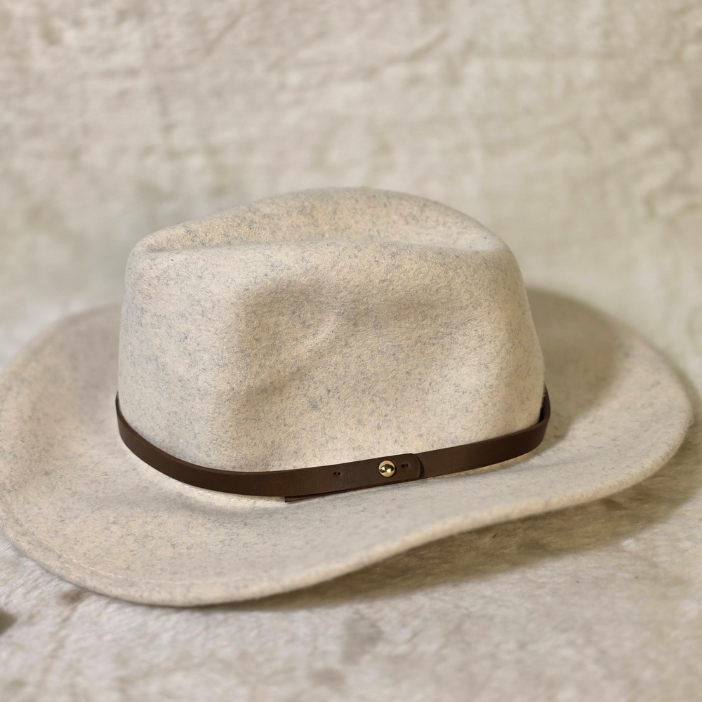 Free People Wythe Felt Fedora Hat Cream Leather Band Womens OS NWT